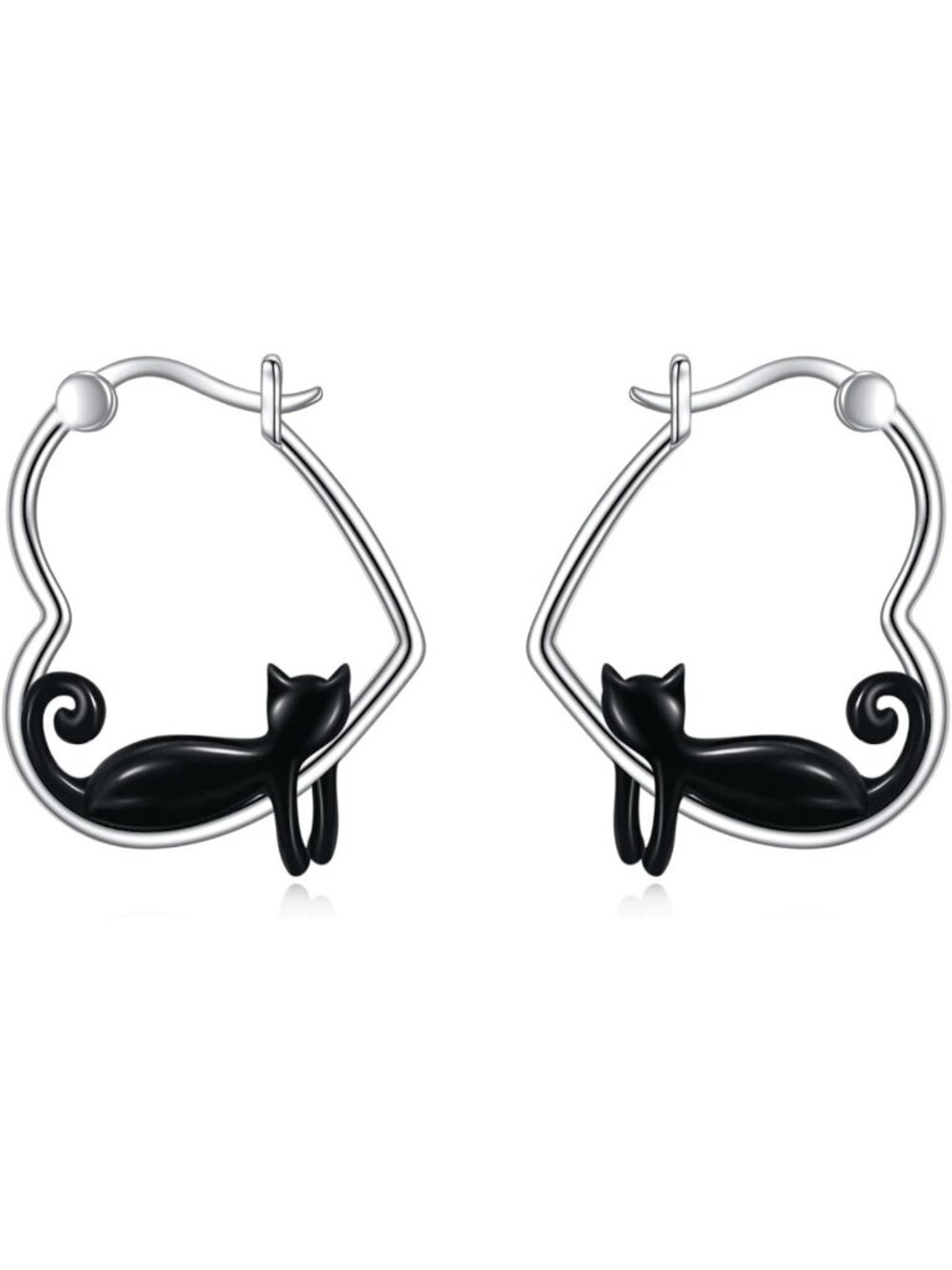 Cute Sterling Silver Animal Heart Hoop Dangle Earrings - Perfect Gift for Women